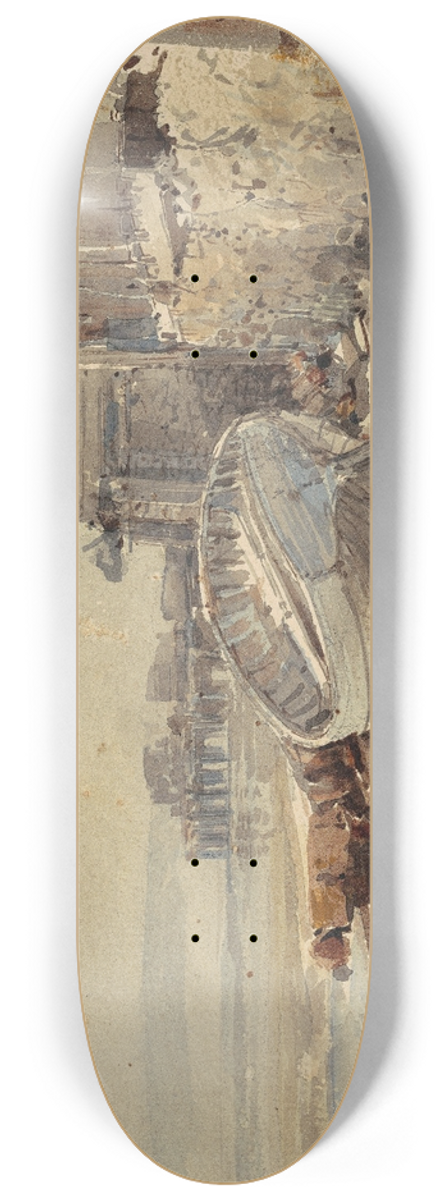 George Loring Brown - Beached Vessel 8.25 inch art skate deck