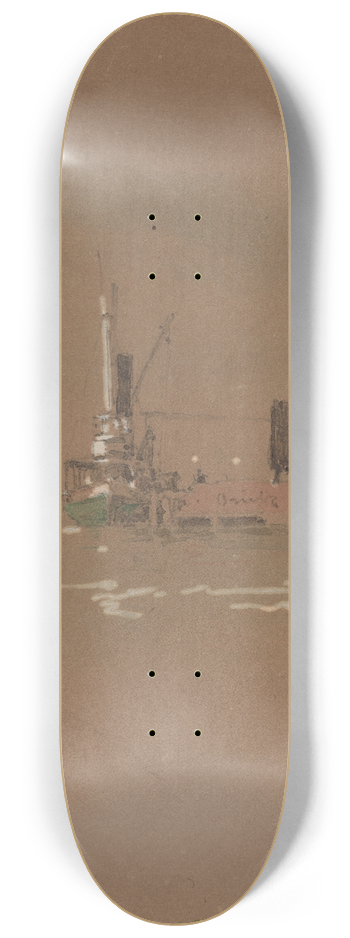 Jasper Francis Cropsey - Hudson River Brick Piers 8.25 inch art skate deck
