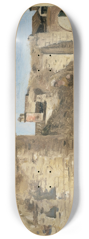 Jean-Baptiste-Camille Corot - La Rochelle  un coin de la cour de la commanderie 8.25 inch art skate deck