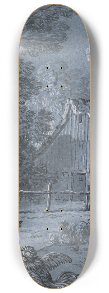 Jean-Baptiste Oudry - The Partridge and the Cocks 8.25 inch art skate deck