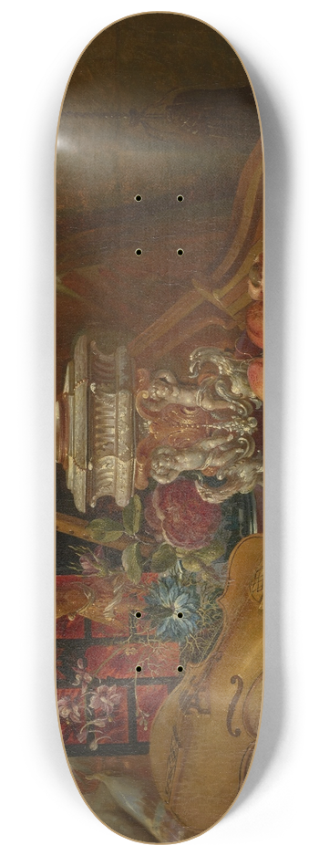 Jean-Baptiste van Moerkercke - A still life with musical instruments 8.25 inch art skate deck