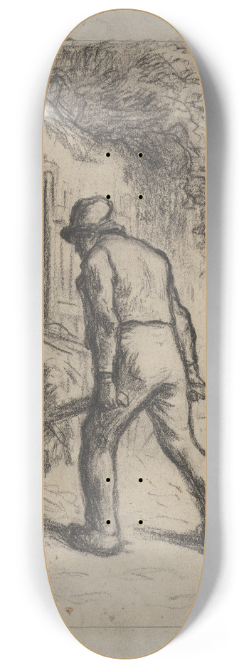 Jean-Franois Millet - Study for Man with a Wheelbarrow 8.25 inch art skate deck