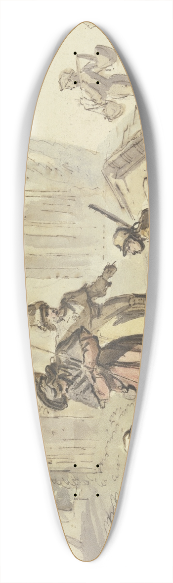 Jean-Baptiste Lallemand - Ruhende Pilger bei Ruinen 39.3 inch art pintail longboard deck