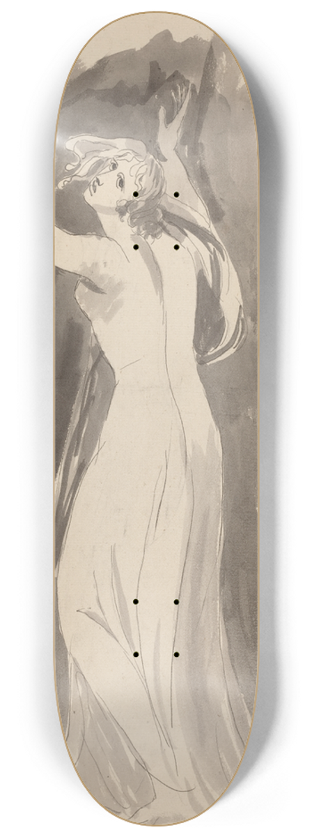 George Romney - A Study of Miranda for The Tempest 8.25 inch art skate deck