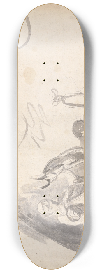 George Romney - Children with a Goat and a Dog 8.25 inch art skate deck