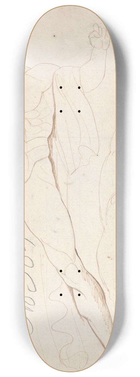 George Romney - Classical Male Nude with a Rearing Horse 8.25 inch art skate deck