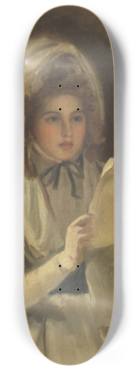 George Romney - Lady Hamilton as Serena Reading a Newspaper 8.25 inch art skate deck