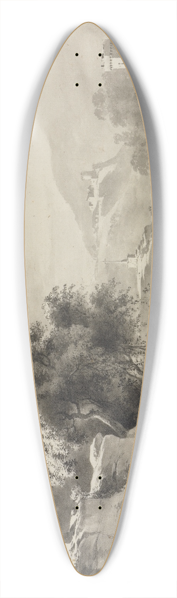 Jean-Jacques de Boissieu - Flusslandschaft mit Doppelbogenbrcke und Kreuz 39.3 inch art pintail longboard deck