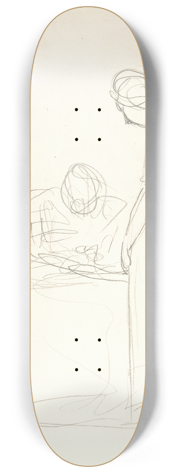 George Romney - Study of Two Figures; One Seated, the Other Standing 8.25 inch art skate deck