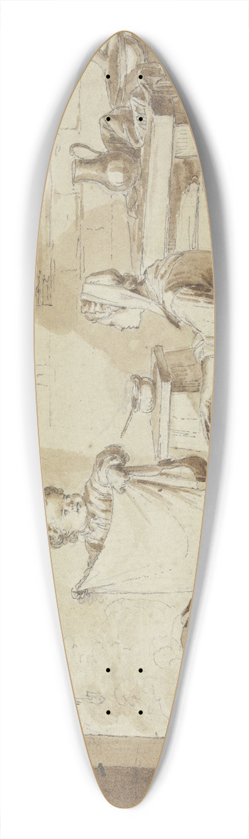 Jean-Michel Moreau - Kcheninterieur mit Mutter und drei Kindern 39.3 inch art pintail longboard deck