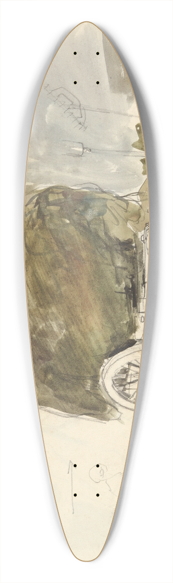 Johan Barthold Jongkind - Haywagon in a Farmyard 39.3 inch art pintail longboard deck