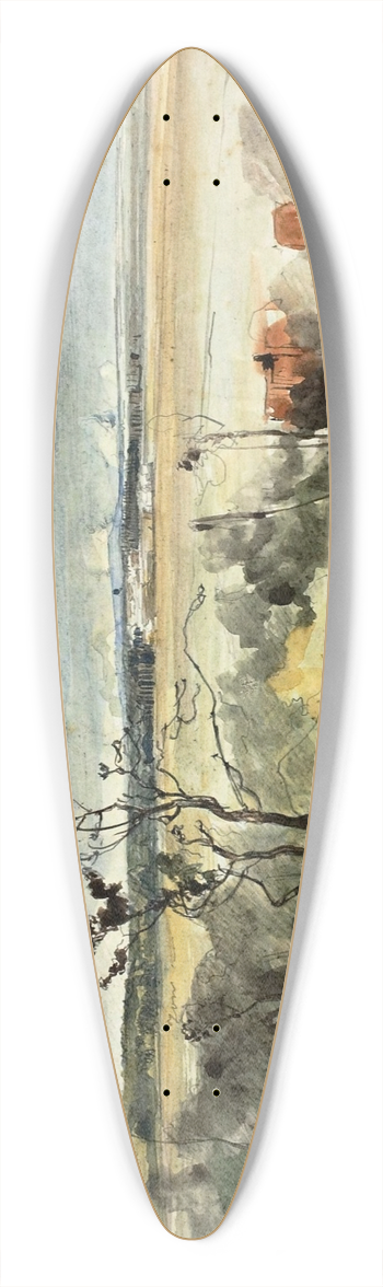 Johan Barthold Jongkind - Landscape with Man on a Donkey 39.3 inch art pintail longboard deck