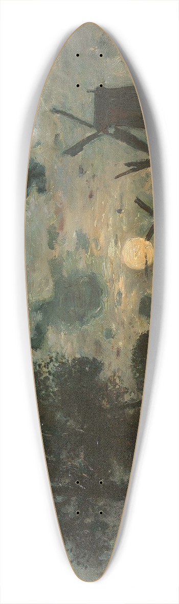 Johan Barthold Jongkind - Moulins au clair de lune, Schiedam 39.3 inch art pintail longboard deck