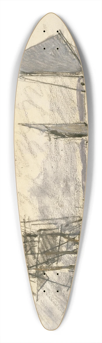 Johan Barthold Jongkind - Port de Honfleur 39.3 inch art pintail longboard deck
