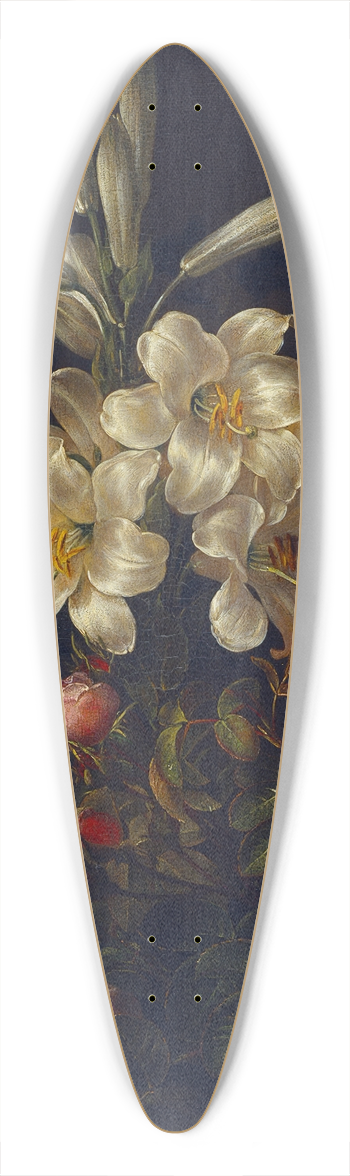 Johan Laurentz Jensen - White Lilies And Roses 39.3 inch art pintail longboard deck