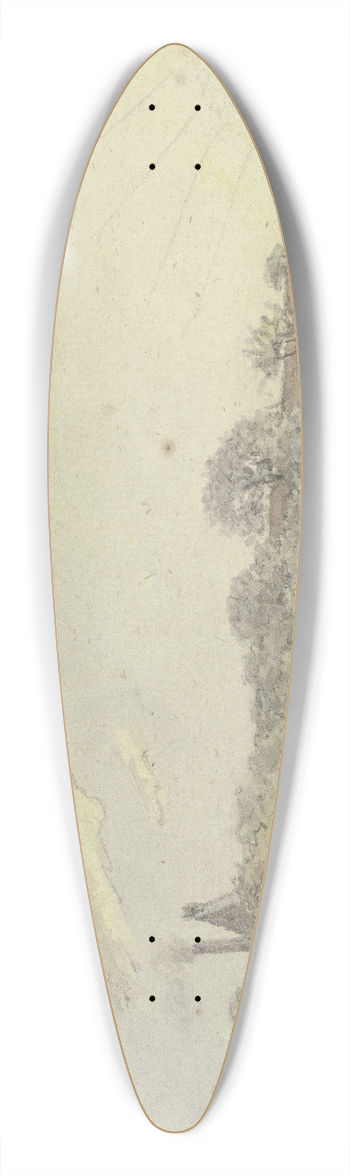 Johann Christian Reinhart - Village between trees 39.3 inch art pintail longboard deck