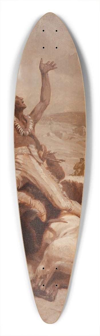 Johannes Adam Simon Oertel - Indian brave rejoicing over slain bear 39.3 inch art pintail longboard deck