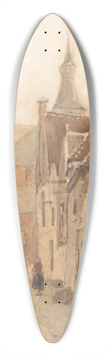 Johannes Bosboom - Gezicht in de Ridderstraat te Hattem 39.3 inch art pintail longboard deck
