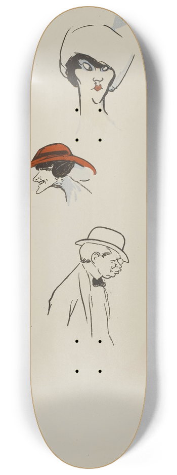 Georges Goursat (Sem) - Jeanne Marnac. Germain Thouvenin et Du Tillet. Anna Held 8.25 inch art skate deck