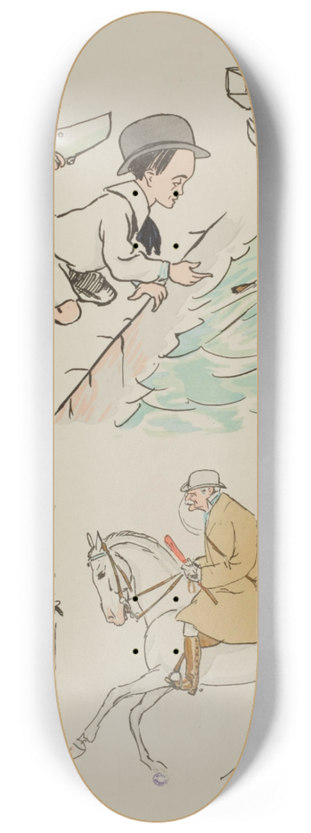 Georges Goursat (Sem) - Jol Sol, Georges Prade, Camille Blanc, Ferdinand Canople et M. Roy 8.25 inch art skate deck