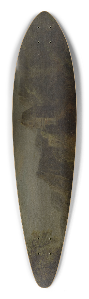 Johann Georg Trautmann - Landscape with Full Moon 39.3 inch art pintail longboard deck