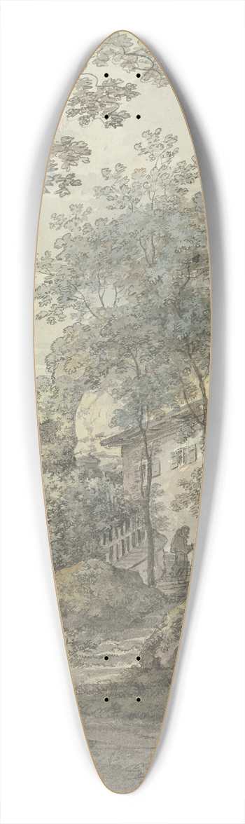 Johann Georg von Dillis - Architectural study 39.3 inch art pintail longboard deck