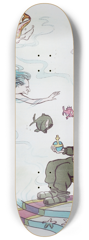 Georges Goursat (Sem) - le divin Raoul (Gunsbourg) sous les gracieuses apparences dune fille du Rhin, offre  son altesse sous-marinissime le sacrifice de Parsifal 8.25 inch art skate deck