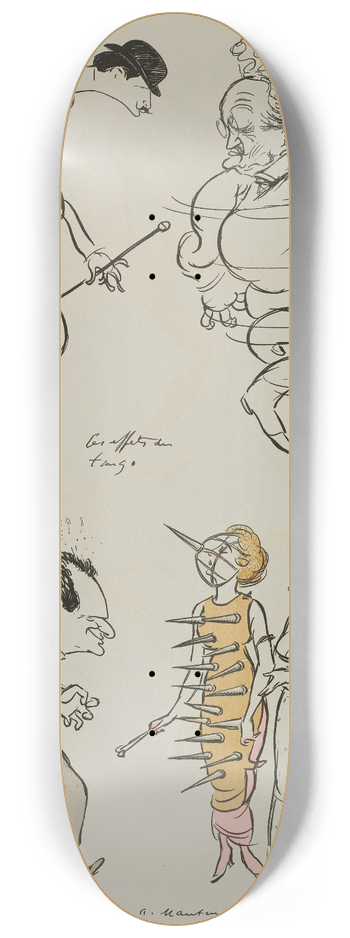Georges Goursat (Sem) - Les effets du tango ; Flix Oppenheim, Boldini, Raoul de Gunsbourg 8.25 inch art skate deck