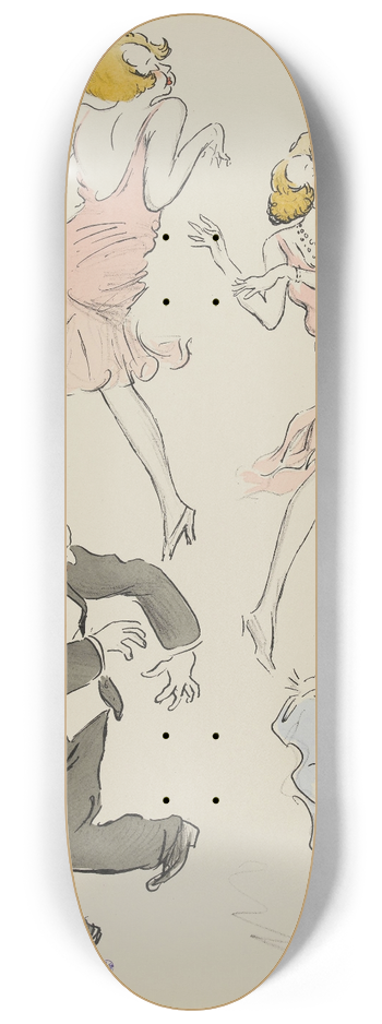 Georges Goursat (Sem) - Maurice de Rothschild, Ccile Sorel en bleu et un personnage fminin en rose 8.25 inch art skate deck
