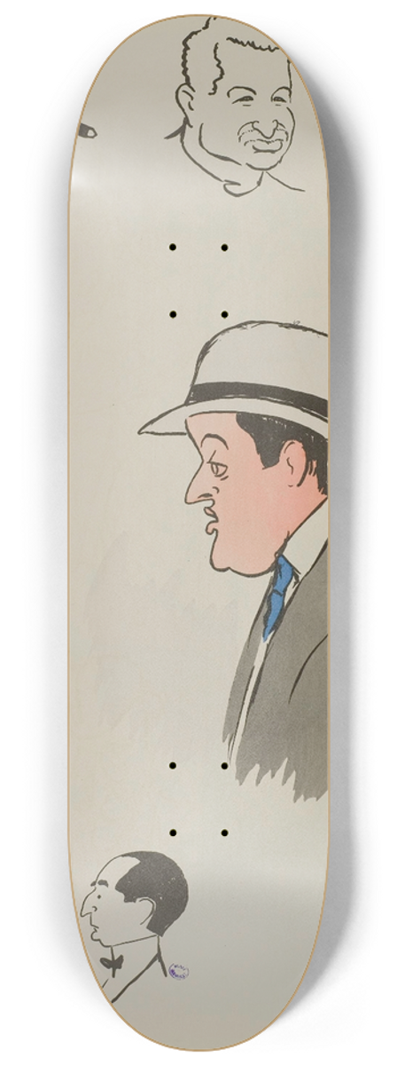Georges Goursat (Sem) - M Fitzgerald, baron Lionel de Rothschild, Max Decugis, M Primerost, comte de Grandmaison, Mme X, M Mac Kee, M Goldschmidt 8.25 inch art skate deck