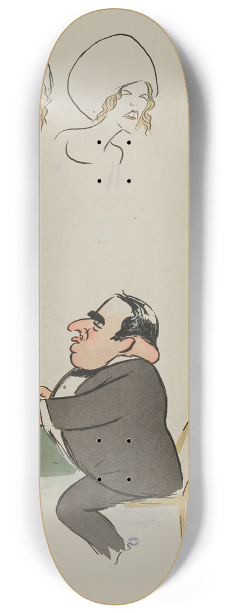 Georges Goursat (Sem) - Mme Meuges, Mme Hbrard, M Denfert-Rochereau, Rodolphe Teutch, Constant Say 8.25 inch art skate deck