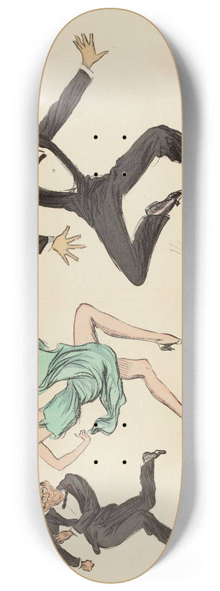 Georges Goursat (Sem) - Sem, Yola Letellier, Henri Letellier dansant 8.25 inch art skate deck