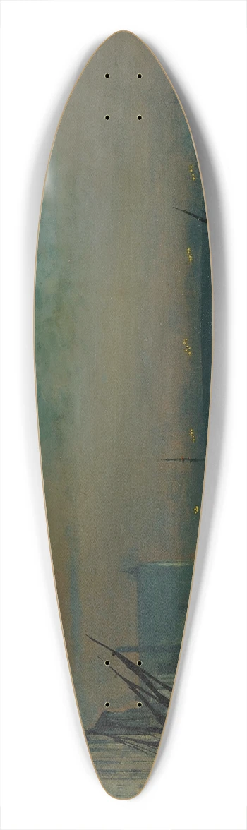 John Atkinson Grimshaw - Southwark Bridge by Moonlight 39.3 inch art pintail longboard deck