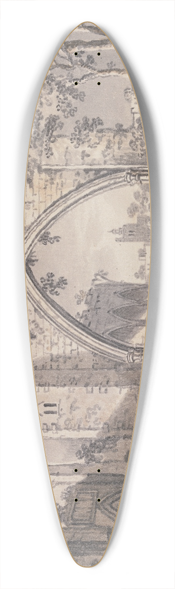 John Collet - Ecclesiastical Ruins beside the Thames 39.3 inch art pintail longboard deck
