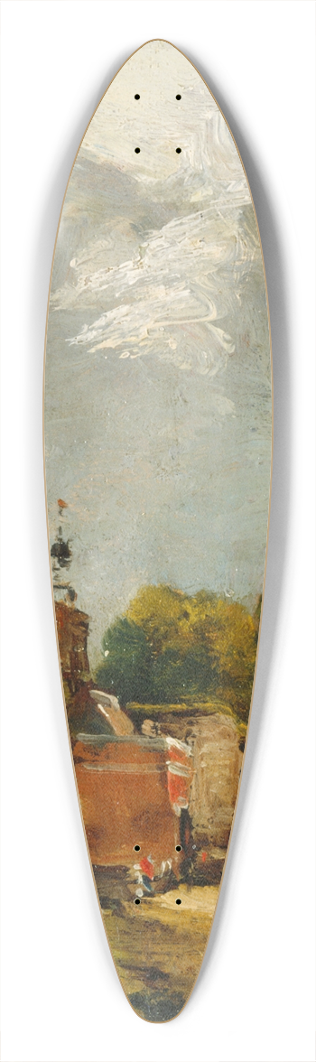 John Constable - East Bergholt Church 39.3 inch art pintail longboard deck