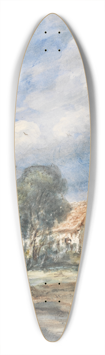 John Constable - Stoke Poges Church 39.3 inch art pintail longboard deck