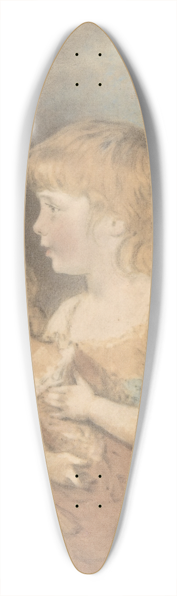 John Downman - Child Holding a Doll 39.3 inch art pintail longboard deck