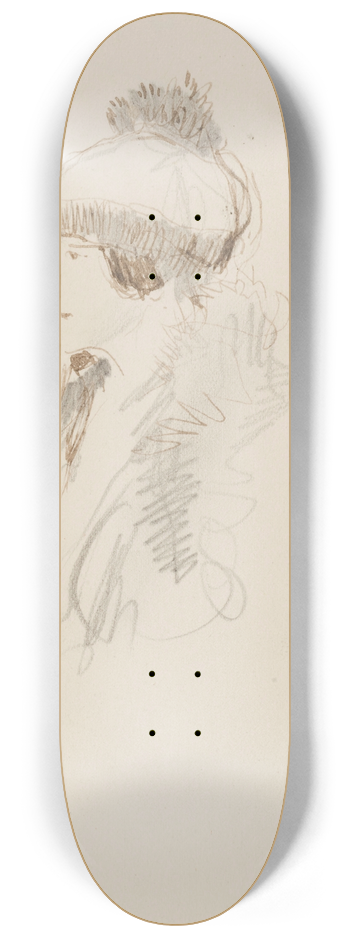 Georges Hugo - Femme en buste de profil coiffe dun bonnet 8.25 inch art skate deck