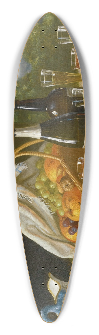 John F. Francis - Still Life With Wine And Fruit 39.3 inch art pintail longboard deck