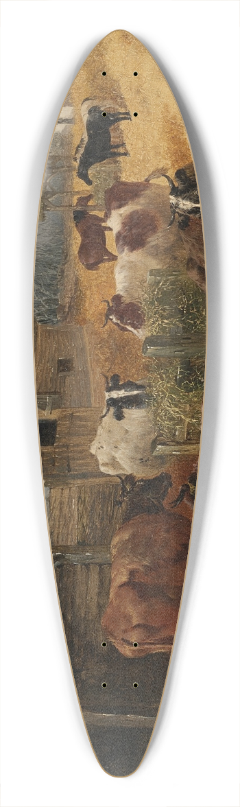 John Frederick Herring Jr. - Farmyard scene 39.3 inch art pintail longboard deck