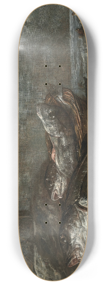 Abraham van Beyeren - Fish on the beach at Egmond 8.25 inch art skate deck