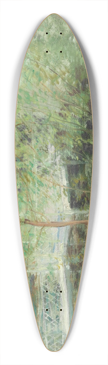 John Henry Twachtman - The White Bridge 39.3 inch art pintail longboard deck