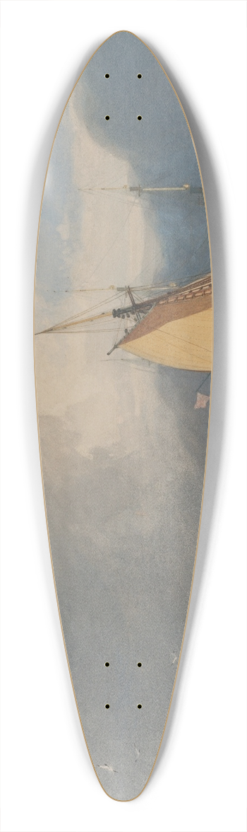 John Sell Cotman - Boats off the Coast, Storm Approaching 39.3 inch art pintail longboard deck