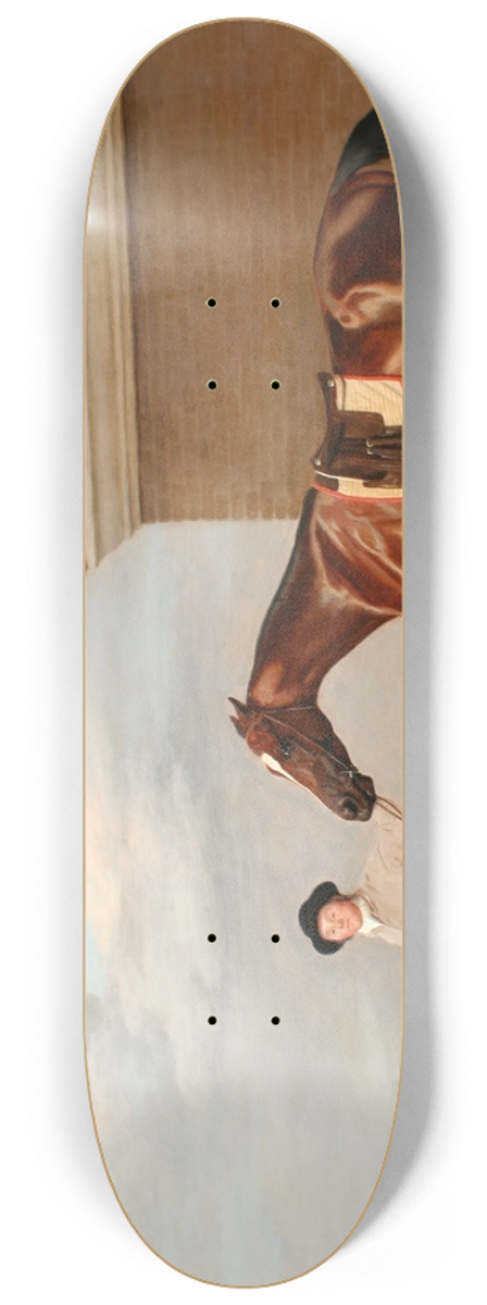 George Stubbs - Firetail with his Trainer by the Rubbing-Down House on Newmarket Heath 8.25 inch art skate deck