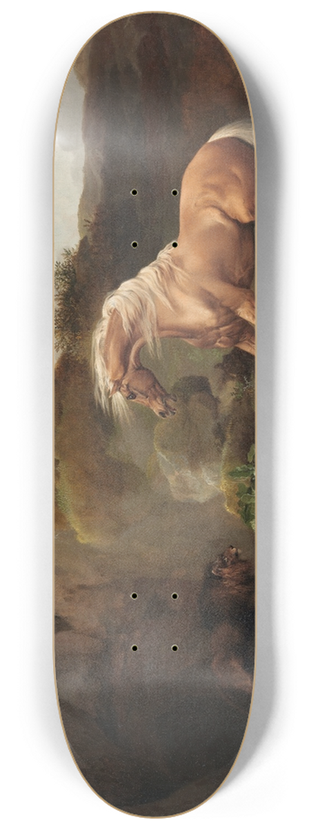 George Stubbs - Horse Frightened by a Lion 8.25 inch art skate deck