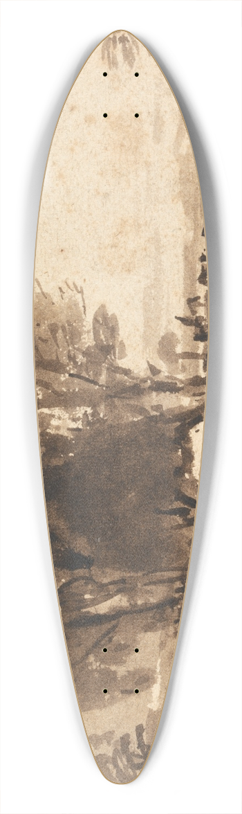 John Varley - Trees on a Knoll by a Stream 39.3 inch art pintail longboard deck