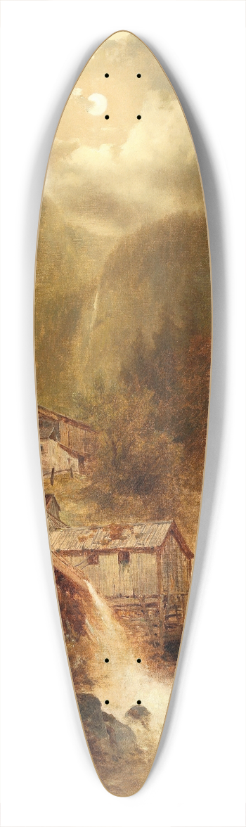 Josef Thoma - Approaching Storm in the High Mountains 39.3 inch art pintail longboard deck