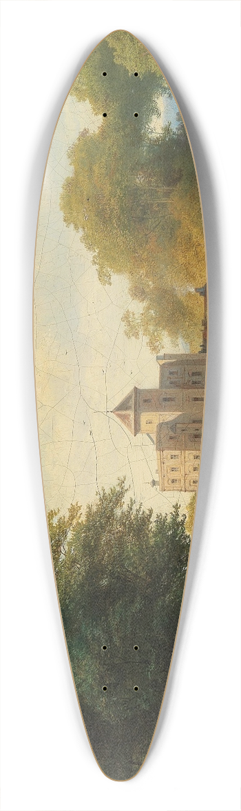 Joseph Holzer - A Castle by a Lake 39.3 inch art pintail longboard deck
