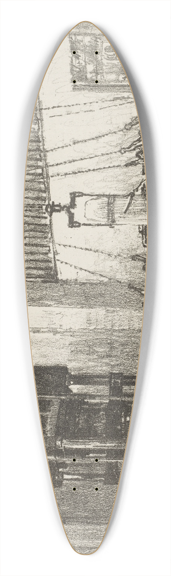 Joseph Pennell - Bottling the Big Shell 39.3 inch art pintail longboard deck