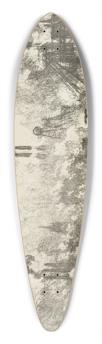 Joseph Pennell - The Coal Mines 39.3 inch art pintail longboard deck